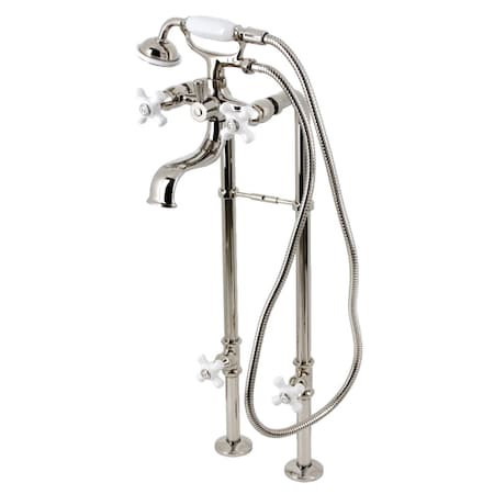 Kingston Brass Freestanding Clawfoot Tub Faucet Package with Supply Line, Polished Nickel CCK226PXK6
